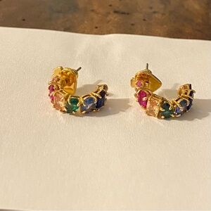 Fun and Playful Kate Spade Candy Shop Small Gemstone Hoop Earrings - like new